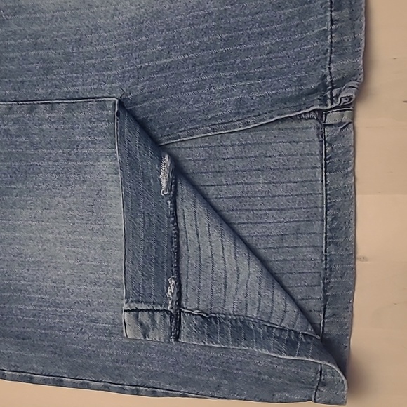 VTG Heart Moon Star Pinstriped Denim Front Slit Skirt - Picture 3 of 12